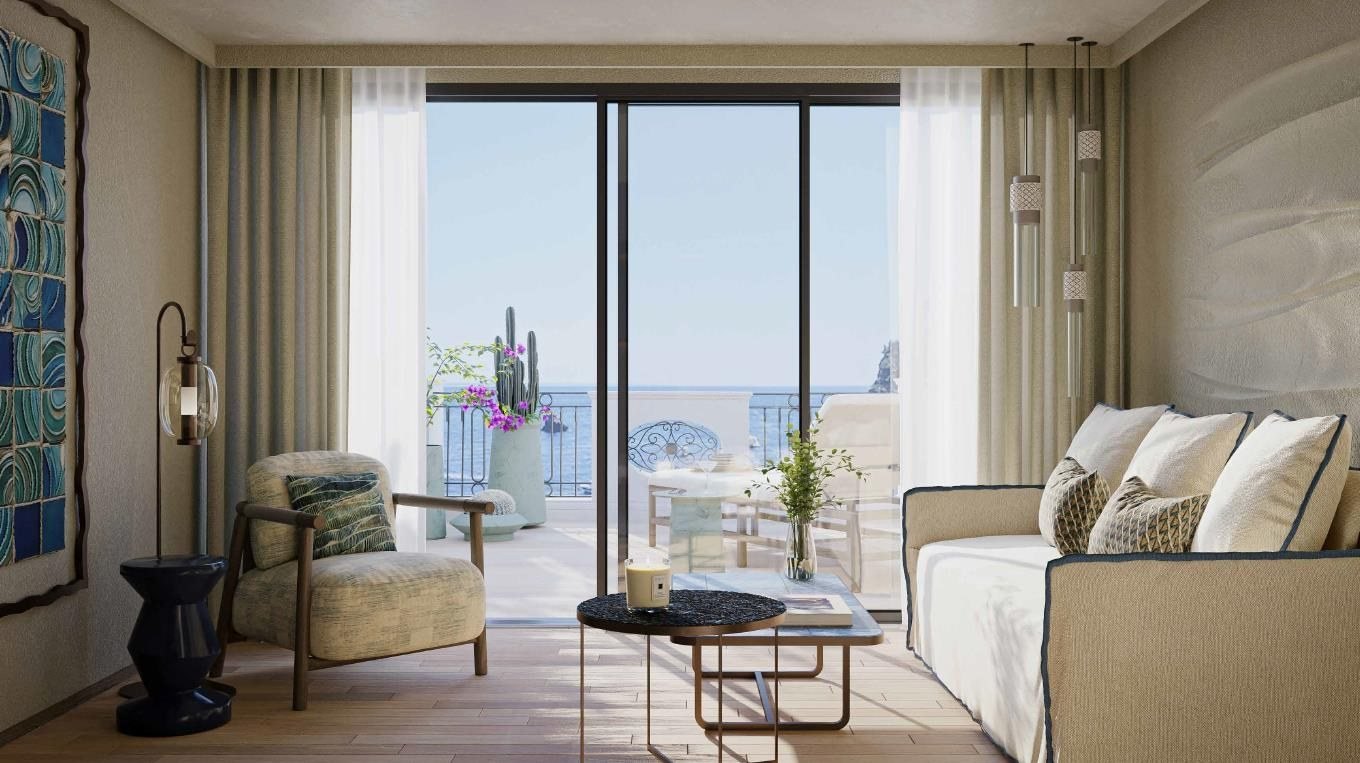 Sea-view suite with lounge seating